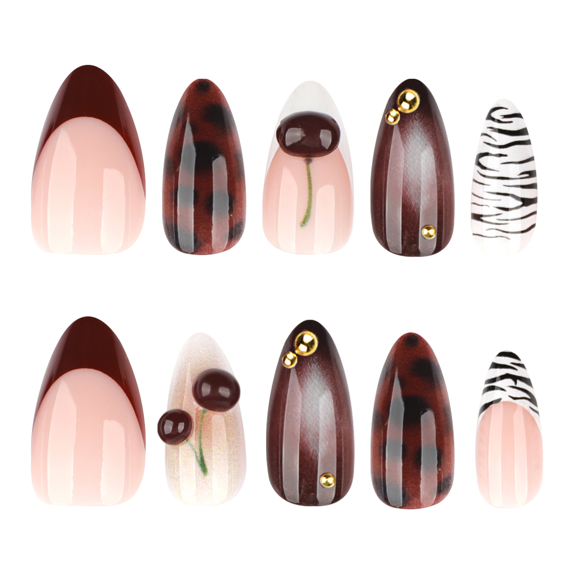 24PCS Burgundy Nude Brown Pres - Nail Art Burgundy review and price