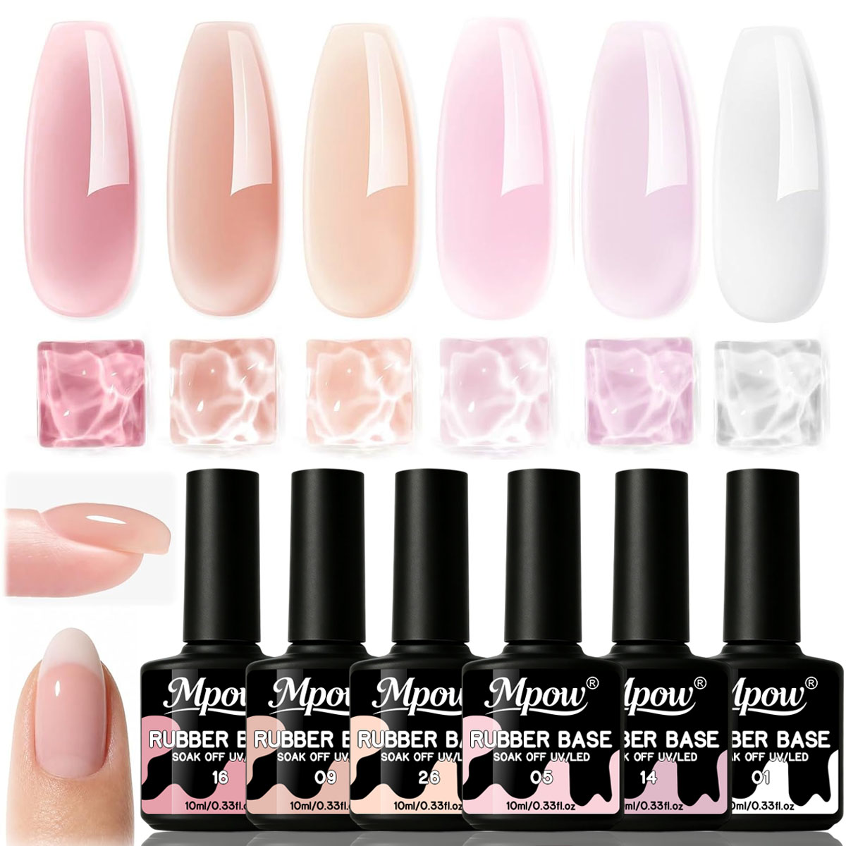 Mpow 1/6pcs 10ml Rubber Base G - Nail Art Natural Pink review and price
