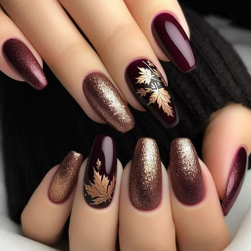 24pcs Elegant Burgundy Glitter - Nail Art Burgundy review and price