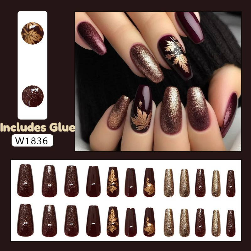 24pcs Elegant Burgundy Glitter - Nail Art Burgundy review and price