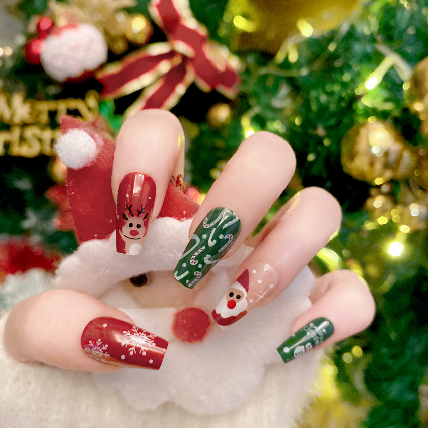 New Christmas Fake Nails Carto - Nail Art Burgundy review and price