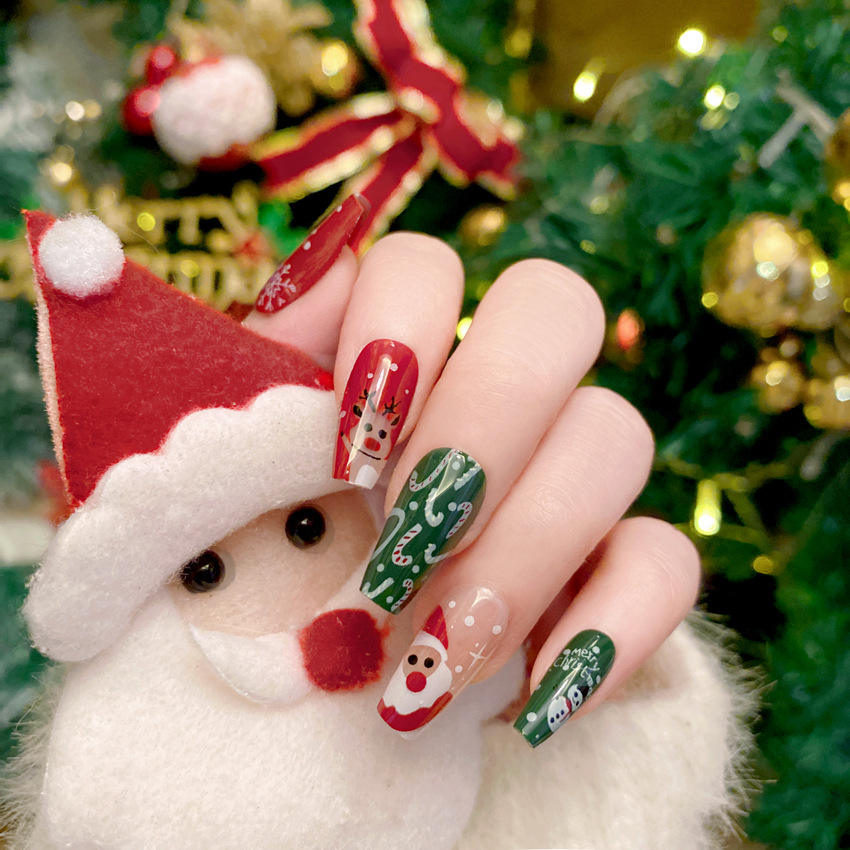 New Christmas Fake Nails Carto - Nail Art Burgundy review and price
