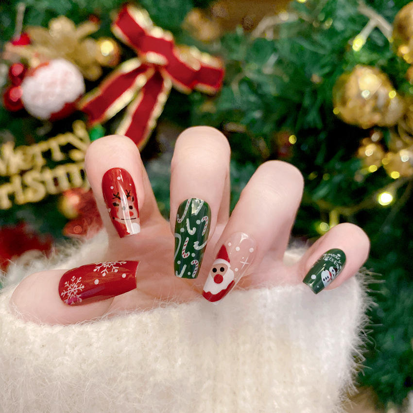 New Christmas Fake Nails Carto - Nail Art Burgundy review and price
