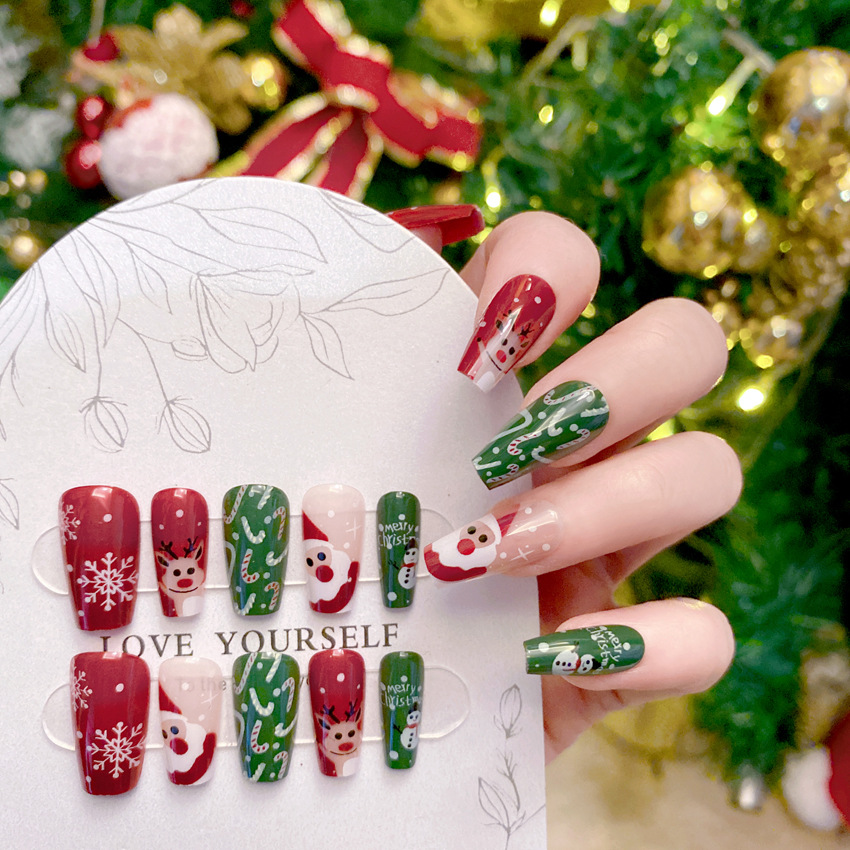 New Christmas Fake Nails Carto - Nail Art Burgundy review and price