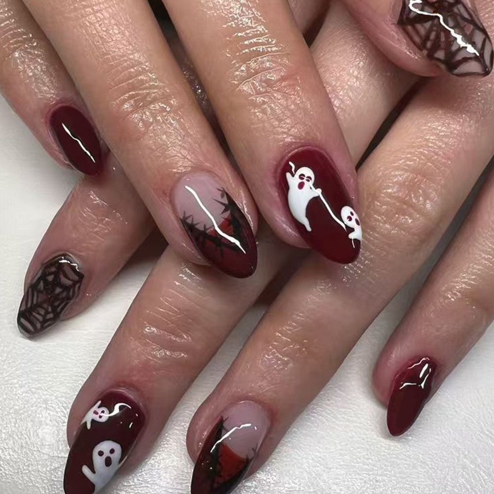24Pcs Halloween Press On Nails - Nail Art Burgundy review and price