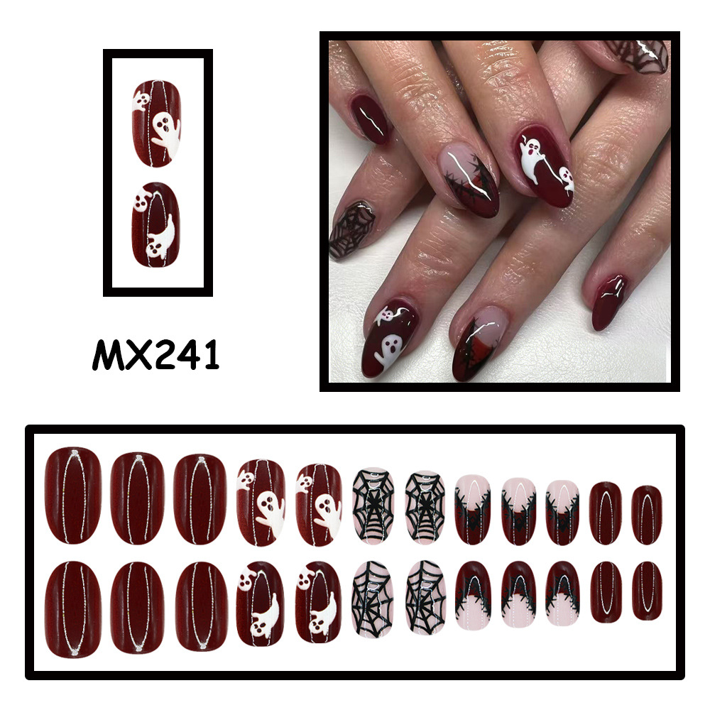 24Pcs Halloween Press On Nails - Nail Art Burgundy review and price