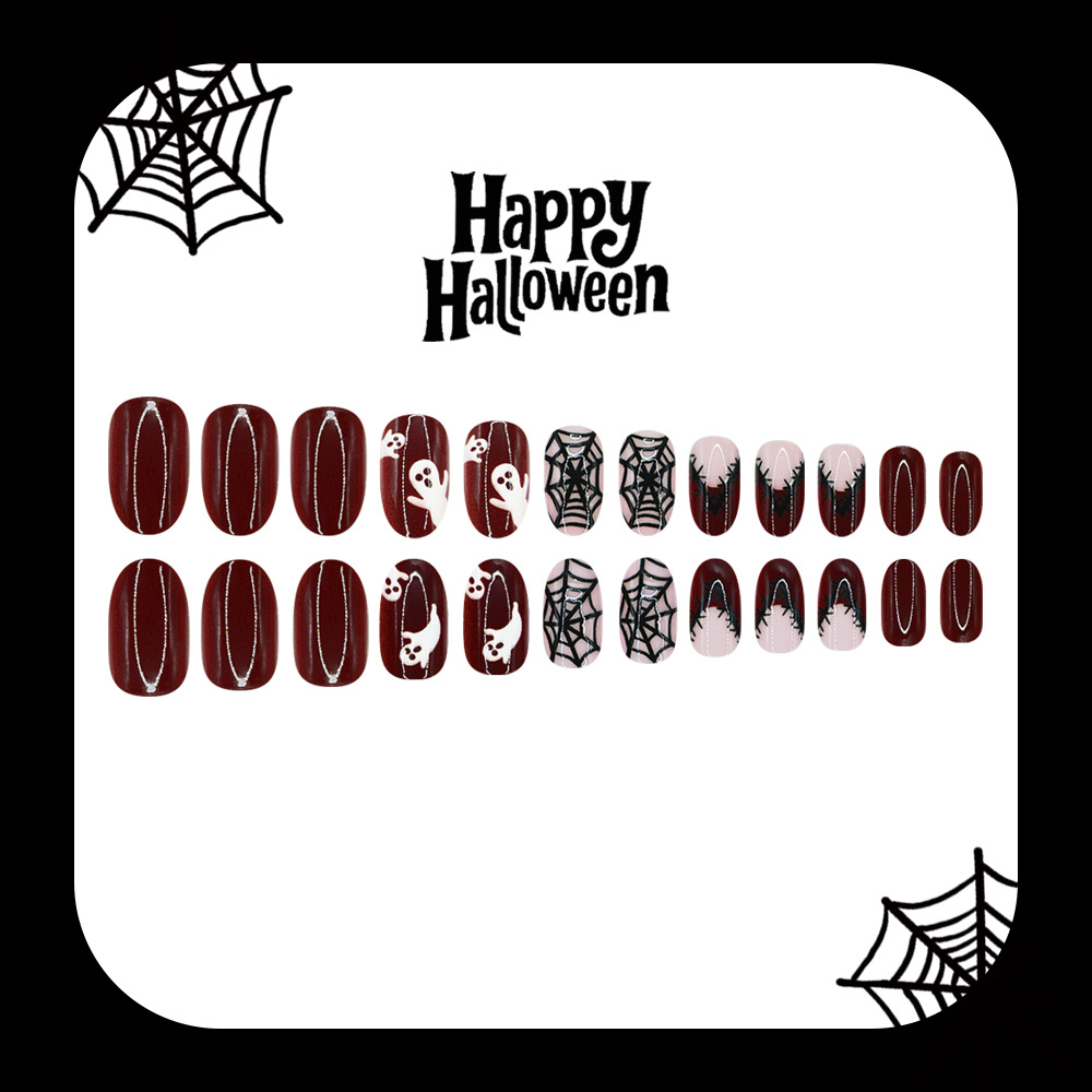 24Pcs Halloween Press On Nails - Nail Art Burgundy review and price
