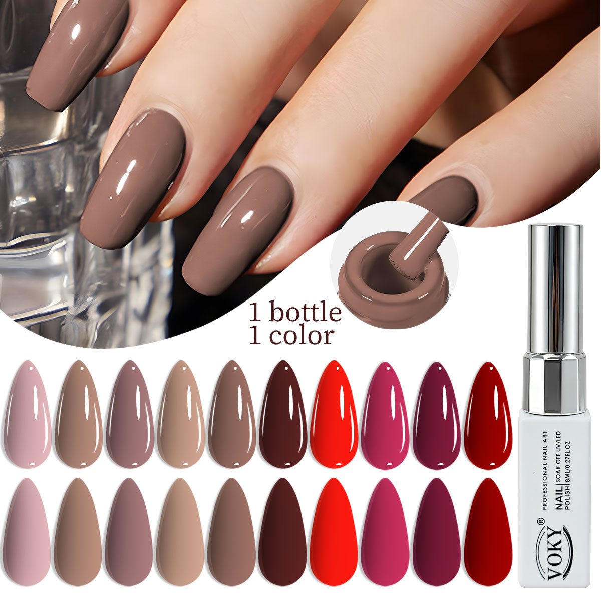 VOKY New 8ml Glass Bottle Gel  - Nail Art Burgundy review and price