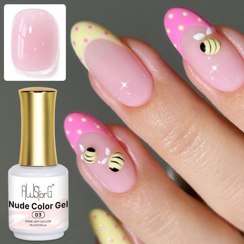 AWStorG 15ml Jelly Nude Pink T - Nail Art Natural Pink review and price