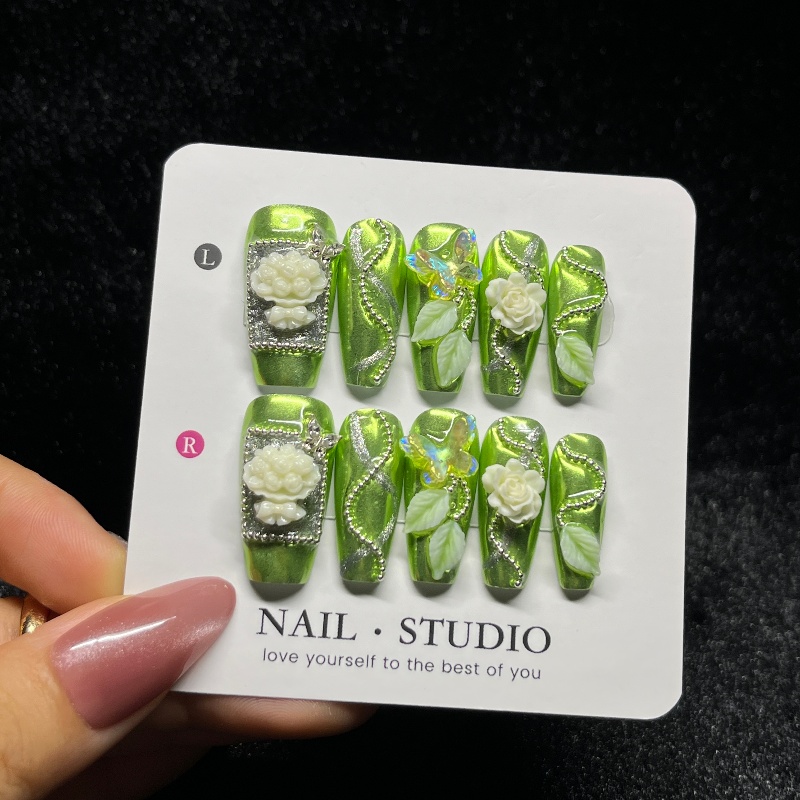 10PCS Rose Gold Press on Nails - Nail Art Burgundy review and price