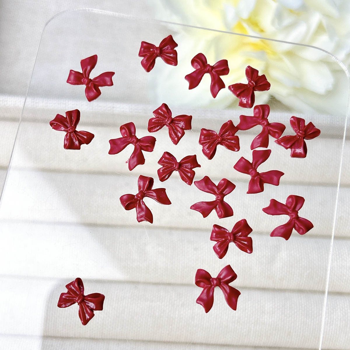 50PCS Burgundy 3D Acrylic Bow  - Nail Art Burgundy review and price